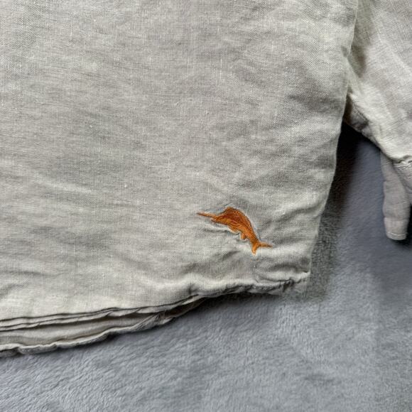 Tommy Bahama Button Up Shirt Men's XXL Linen Cream Tropical Breathable Pocket - Picture 2 of 16